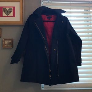 J . Crew Navy Swing Coat with Detachable Hood
